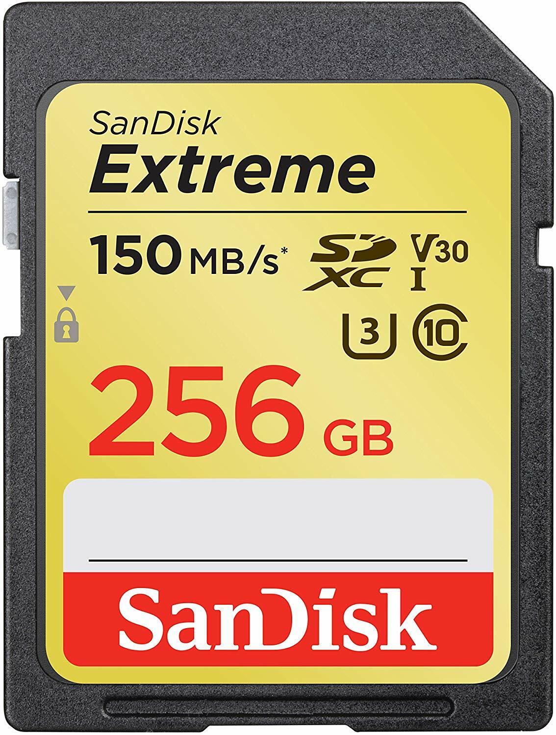 Карта памяти SanDisk Extreme SDXC Class 10 UHS-I U3 150MB/s 256 ГБ (SDSDXV5-256G-GNCIN)