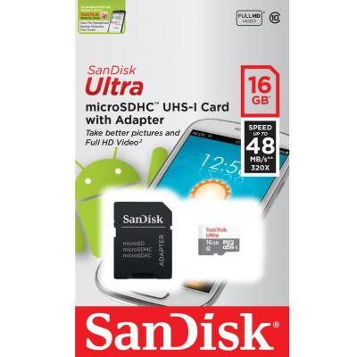 Карта памяти SanDisk Ultra microSDXC 533x UHS-I 16 ГБ (SDSQUNS-016G-GN3MA)