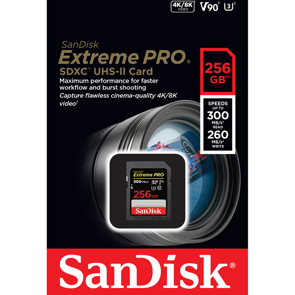 Карты памяти SanDisk Extreme Pro SDXC UHS-II V90 U3 300/260 MB/s 256GB SDSDXDK-256G-GN4IN