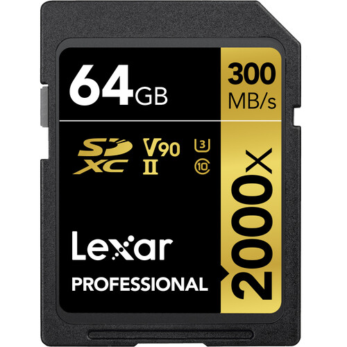 Lexar Professional 2000x SDXC UHS-II U3 V90 (300/260 MB/s) 64Gb