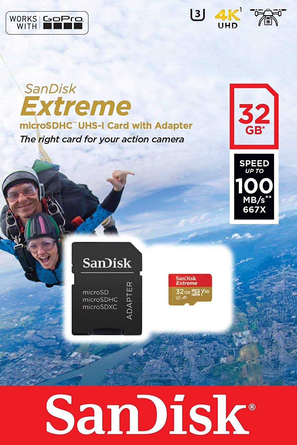 Карта памяти SanDisk Extreme V30 A1 microSDHC UHS-I U3 32 ГБ (SDSQXAF-032G-GN6MA)
