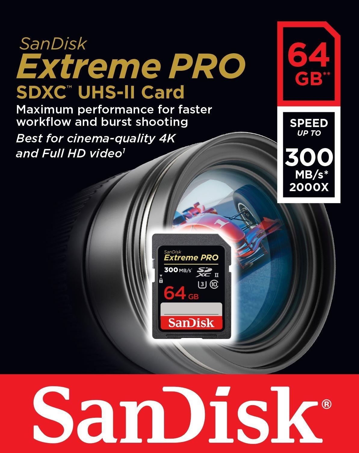 Карты памяти SanDisk Extreme Pro SDXC UHS-II V90 U3 300/260 MB/s 64GB SDSDXDK-064G-GN4IN