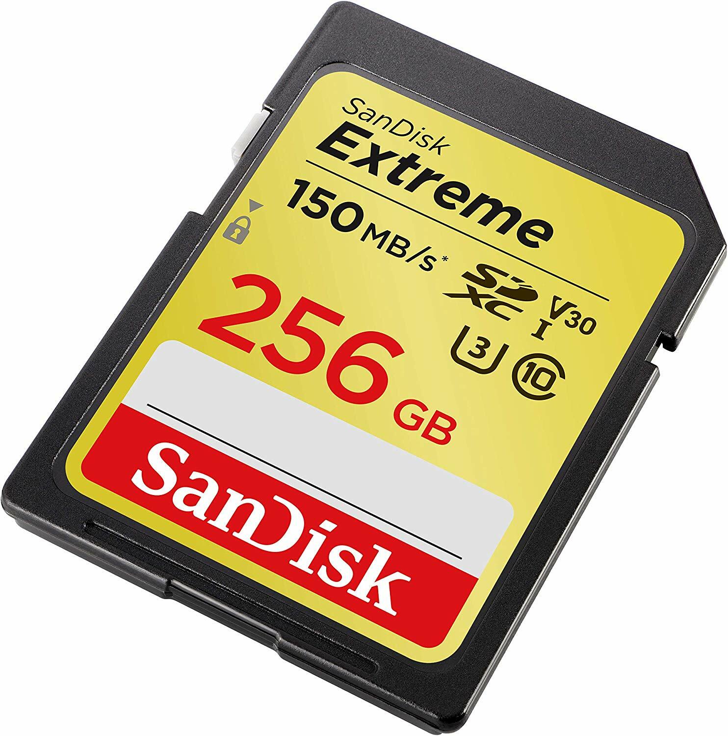 Карта памяти SanDisk Extreme SDXC Class 10 UHS-I U3 150MB/s 256 ГБ (SDSDXV5-256G-GNCIN)