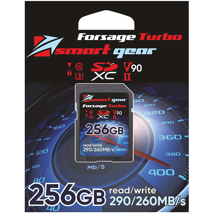 Карта памяти Smart Gear SDXC UHS-II V90 Forsage Turbo, 256GB W260/R290, 3000P/E cycles