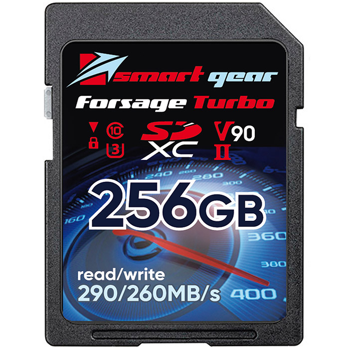 Карта памяти Smart Gear SDXC UHS-II V90 Forsage Turbo, 256GB W260/R290, 3000P/E cycles