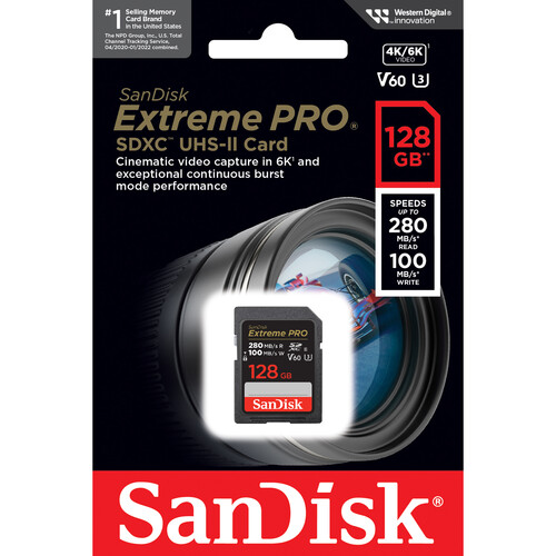 Карта памяти SanDisk SDXC 128GB Extreme PRO UHS-II V60 280/100MB/s