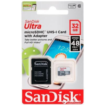 Карта памяти SanDisk Ultra microSDXC 533x UHS-I 32 ГБ (SDSQUNS-032G-GN3MA)