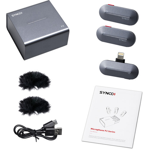 SYNCO P2SL Радиосистема 2,4 ГГц приемник, 2 передатчика, футляр-зарядка (разъем Lighting iPhone)