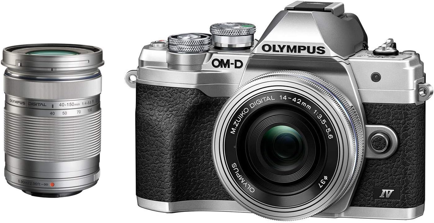 Фотоаппарат Olympus OM-D E-M10 Mark IV Pancake Double Zoom Kit с объективами 14-42 EZ и 40-150mm серебристый