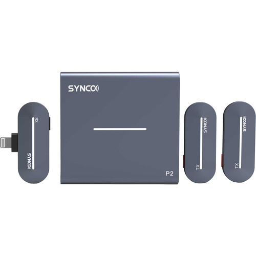 SYNCO P2SL Радиосистема 2,4 ГГц приемник, 2 передатчика, футляр-зарядка (разъем Lighting iPhone)