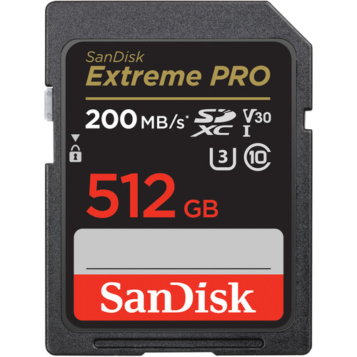Карта памяти SanDisk SDXC 512GB Extreme Pro UHS-I V30 U3 200/140 MB/s