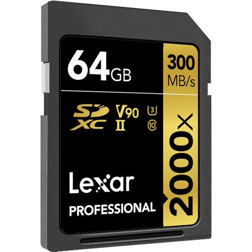 Lexar Professional 2000x SDXC UHS-II U3 V90 (300/260 MB/s) 64Gb
