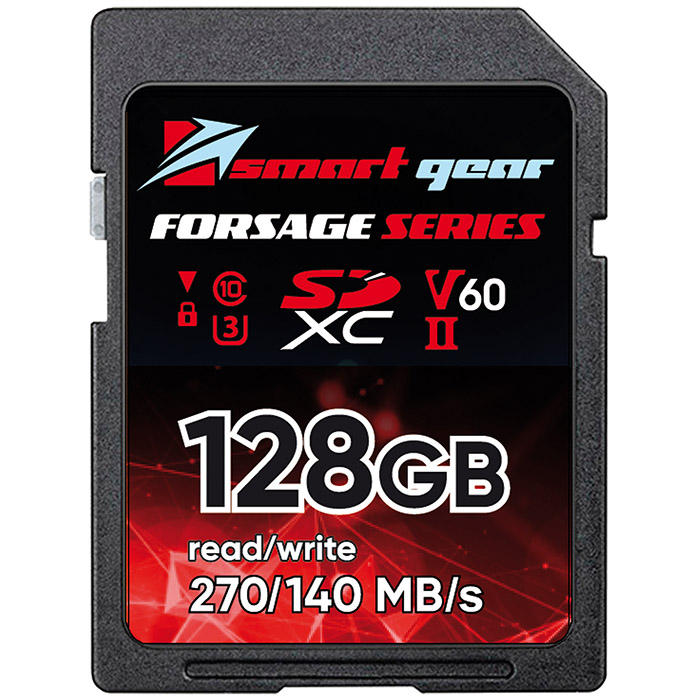 Карта памяти Smart Gear SDXC UHS-II V60 Forsage, 128GB W140/R270, 1000P/E cycles