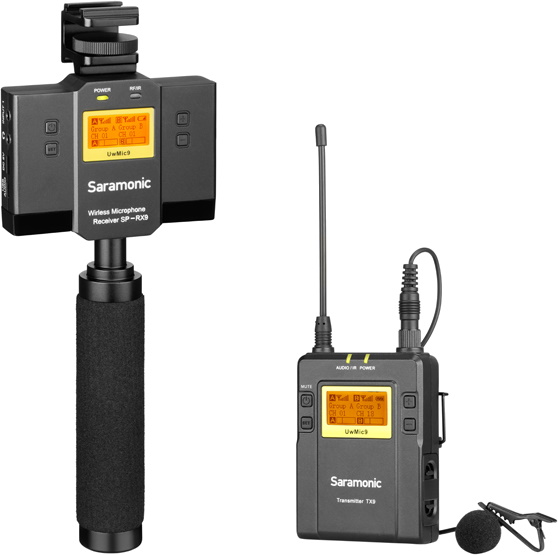 Радиосистема Saramonic UwMic9 TX9+SPRX9 с 1 передатчиком и 1 приемником с держателем смартфона